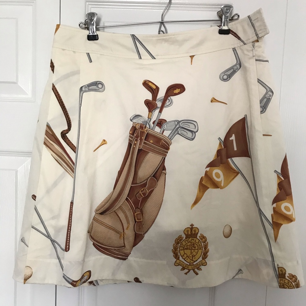 Ralph Lauren Cream Golf Print Skort